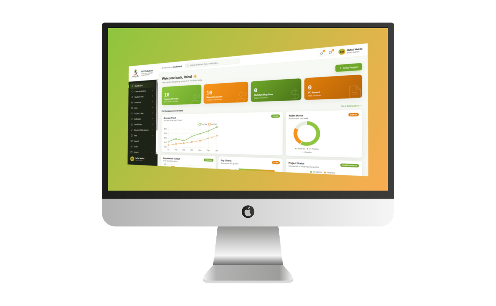 i3 ERP student management and reports screen